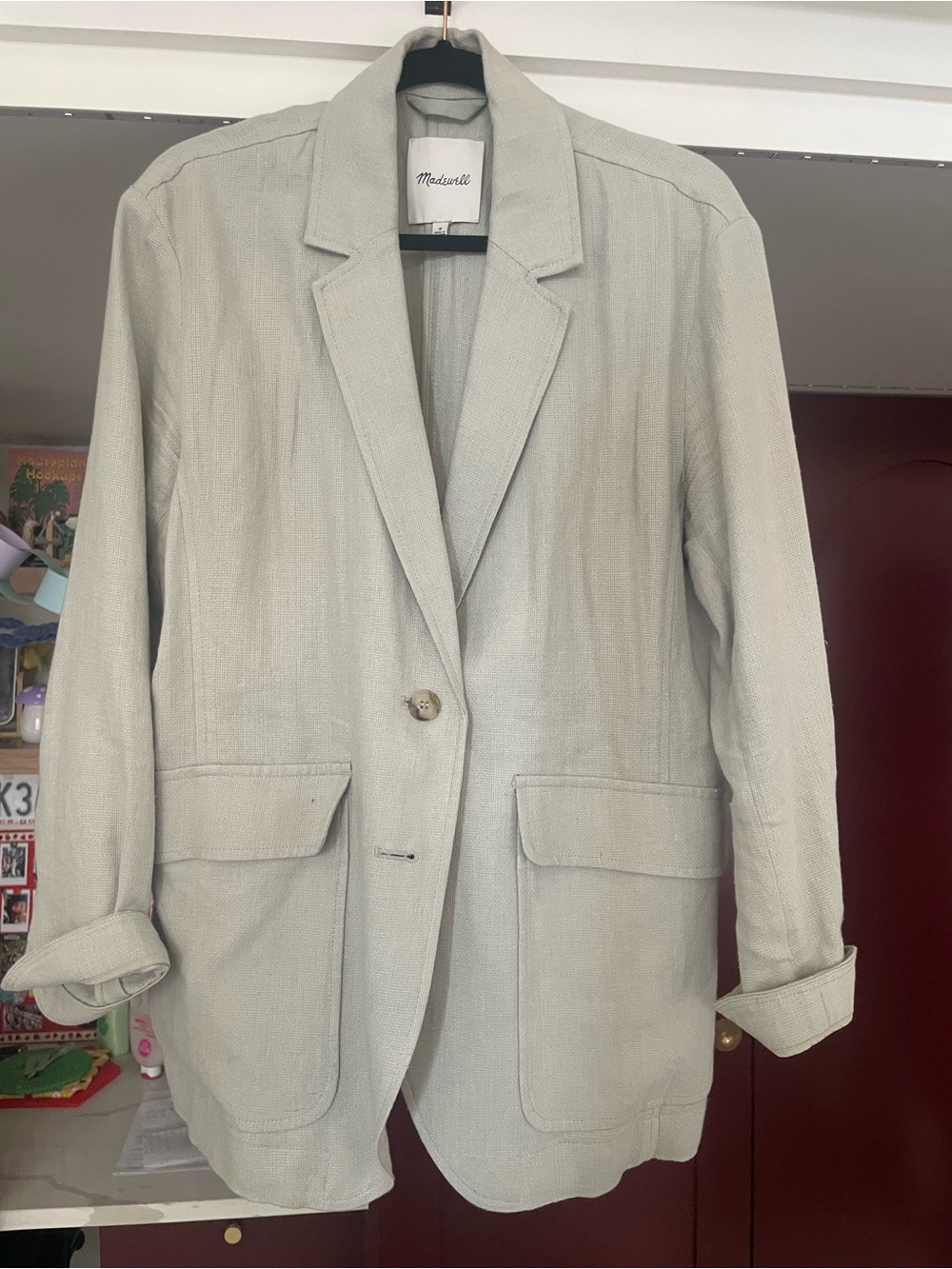 Madewell Cream Textured Blazer Jacket